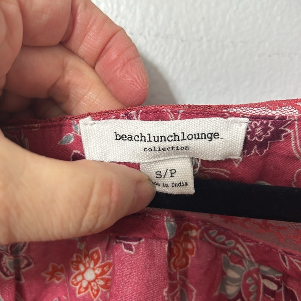 Beach Lunch Lounge Womens Nica Square Neck Printed Button-Down Top Boho Blouse S - Picture 3 of 5